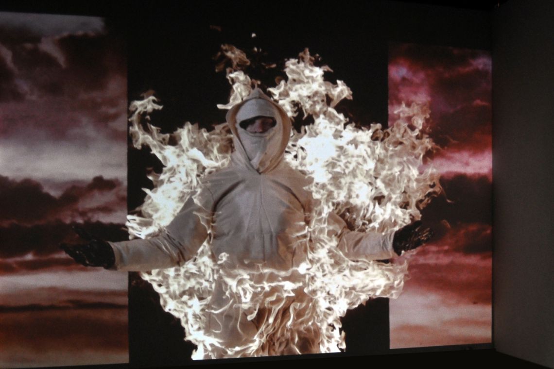 Cassils. Exhibition view of the video installation Inextinguishable Fire (2007-2015) at the III Venice International Performance Art Week 2016. Image © We Exhibit