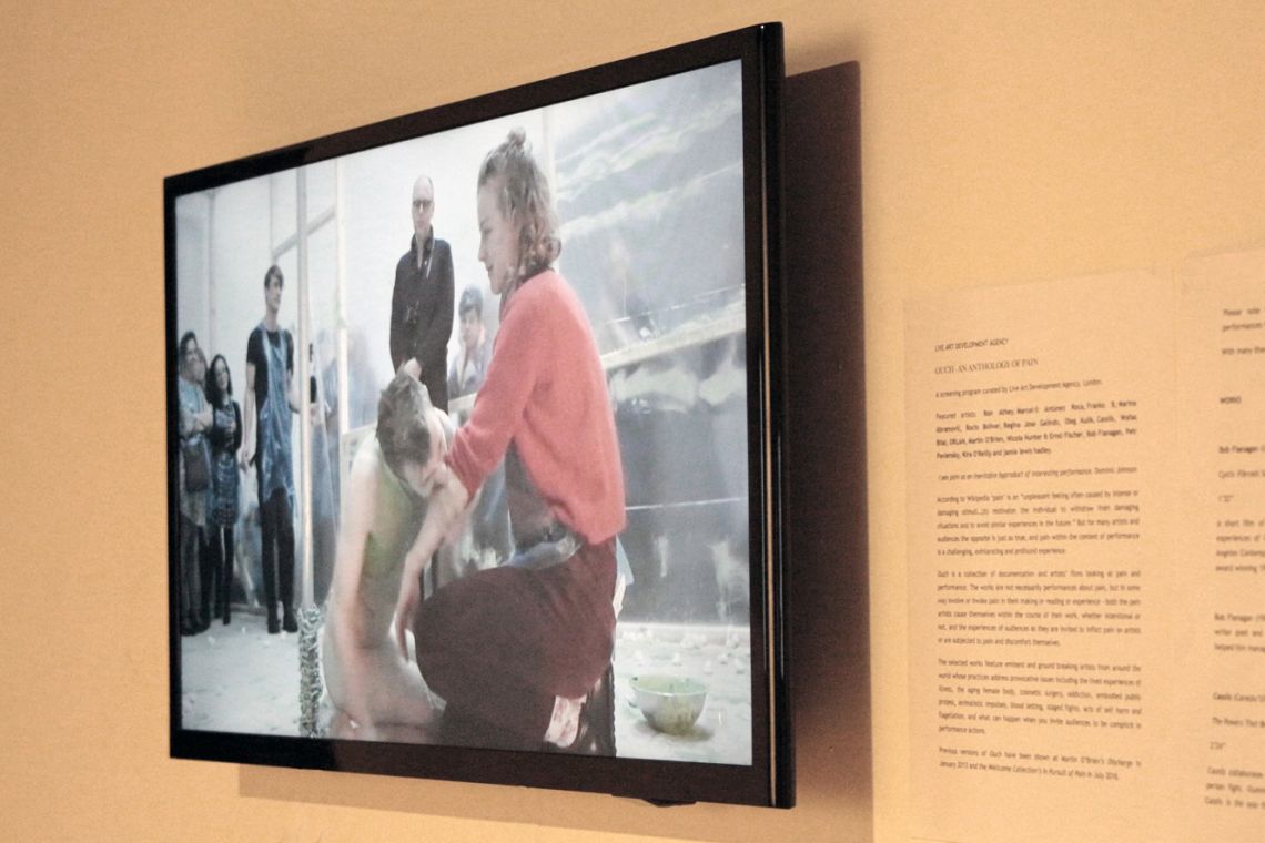 LADA. Exhibition view of the curated screening program OUCH - An Anthology of Pain at the III Venice International Performance Art Week 2016. Photograph by VestAndPage.