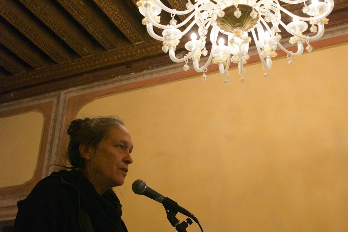 Marilyn Arsem, THIS Is Performance Art. Opening reading at the III Venice International Performance Art Week 2016. Image © Edward Smith