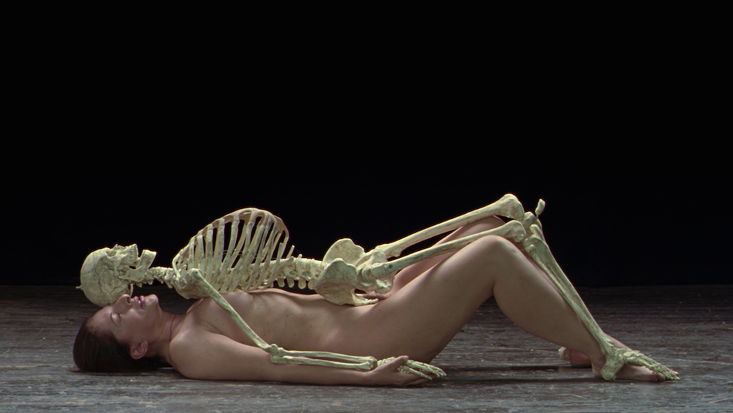 Marina Abramovic, Nude with Skeleton (2005). Still from the video. Courtesy the artist and LIMA.