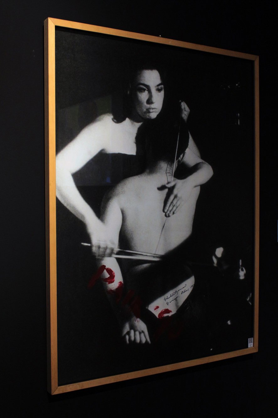 Charlotte Moorman & Nam June Paik. Exhibition view of 26'1. 1499 for String Player - Human Cello (1955) (1964) at the III Venice International Performance Art Week 2016. Courtesy Fondazione Bonotto. Photograph by VestAndPage.